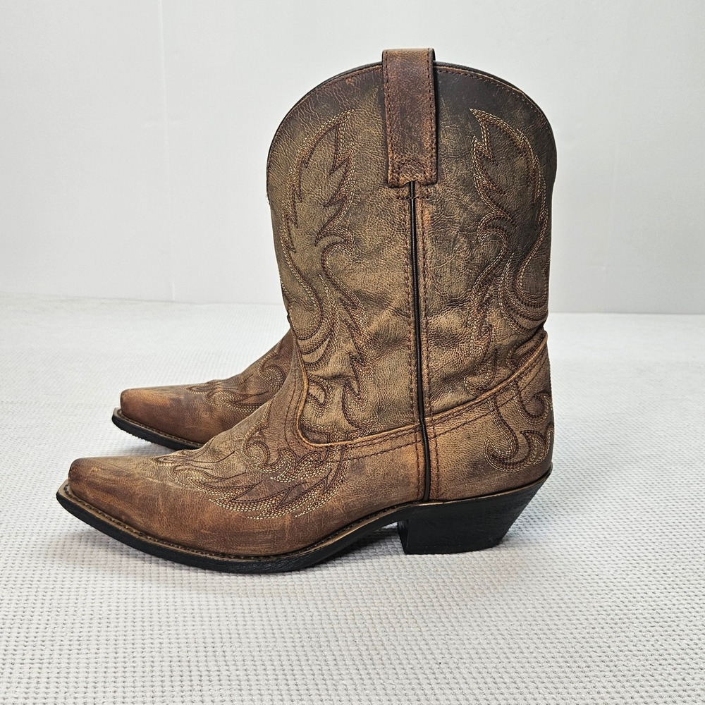 Laredo 52094 Womens Brown Distressed Leather Snip Toe Western Cowboy Boots 10M - Picture 15 of 16